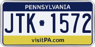 PA license plate JTK1572