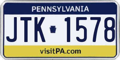 PA license plate JTK1578