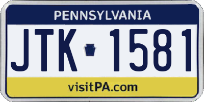 PA license plate JTK1581
