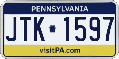 PA license plate JTK1597