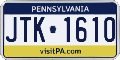 PA license plate JTK1610