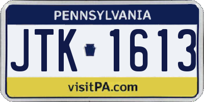 PA license plate JTK1613
