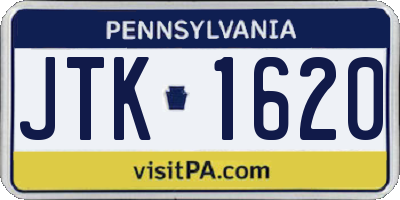 PA license plate JTK1620
