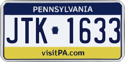 PA license plate JTK1633