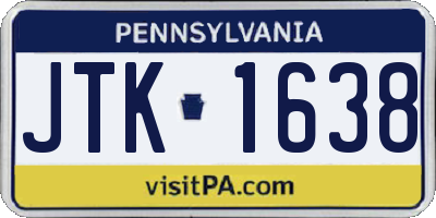 PA license plate JTK1638