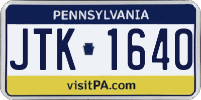 PA license plate JTK1640