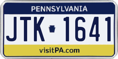 PA license plate JTK1641