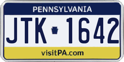 PA license plate JTK1642