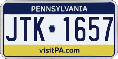 PA license plate JTK1657