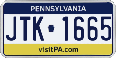 PA license plate JTK1665