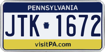 PA license plate JTK1672