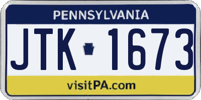 PA license plate JTK1673