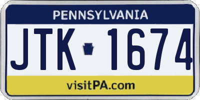 PA license plate JTK1674