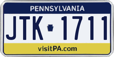 PA license plate JTK1711