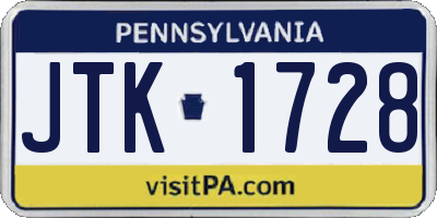 PA license plate JTK1728