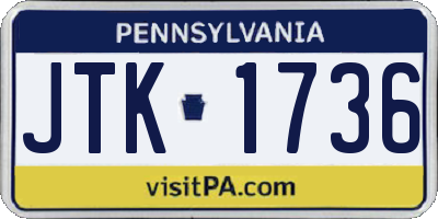PA license plate JTK1736