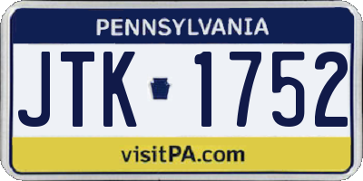 PA license plate JTK1752