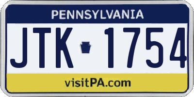 PA license plate JTK1754
