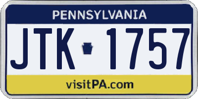 PA license plate JTK1757