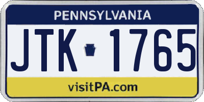 PA license plate JTK1765