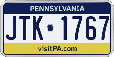 PA license plate JTK1767