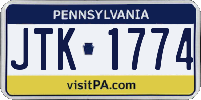 PA license plate JTK1774