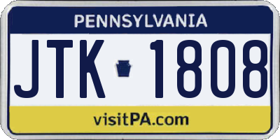 PA license plate JTK1808