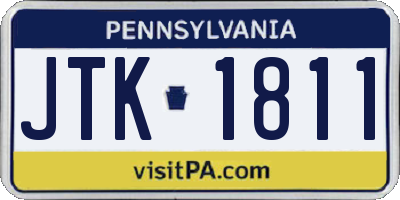 PA license plate JTK1811