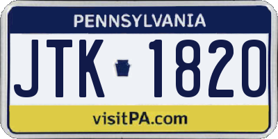 PA license plate JTK1820