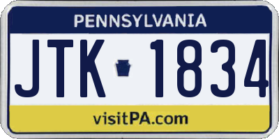 PA license plate JTK1834