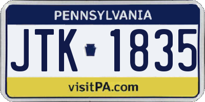 PA license plate JTK1835