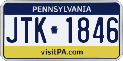 PA license plate JTK1846
