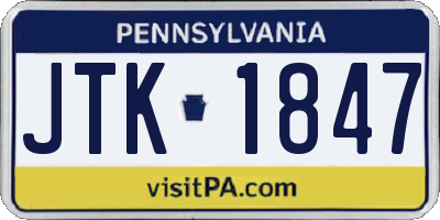 PA license plate JTK1847