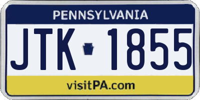 PA license plate JTK1855