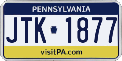 PA license plate JTK1877