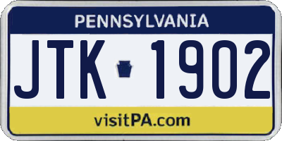PA license plate JTK1902