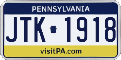 PA license plate JTK1918