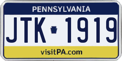 PA license plate JTK1919