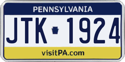 PA license plate JTK1924