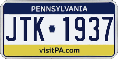 PA license plate JTK1937