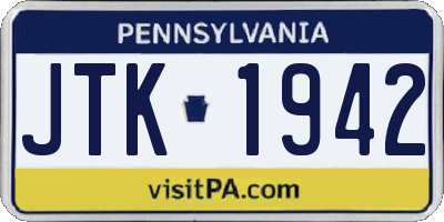 PA license plate JTK1942