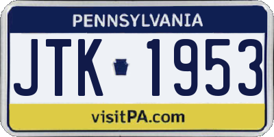 PA license plate JTK1953