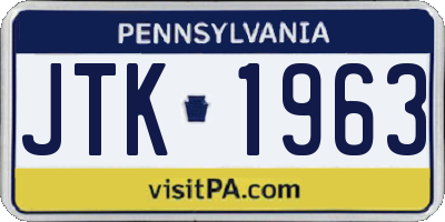 PA license plate JTK1963
