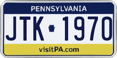 PA license plate JTK1970