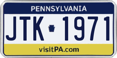 PA license plate JTK1971