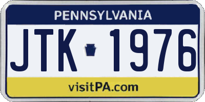 PA license plate JTK1976