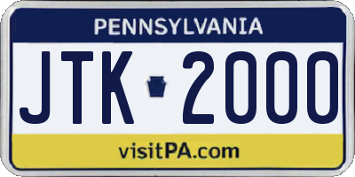 PA license plate JTK2000