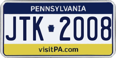 PA license plate JTK2008