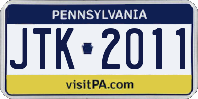 PA license plate JTK2011