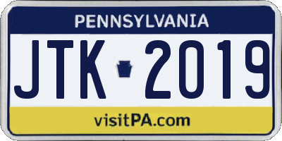 PA license plate JTK2019